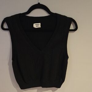 Sunday Best Black V-Neck Quinn Knit Vest Size M